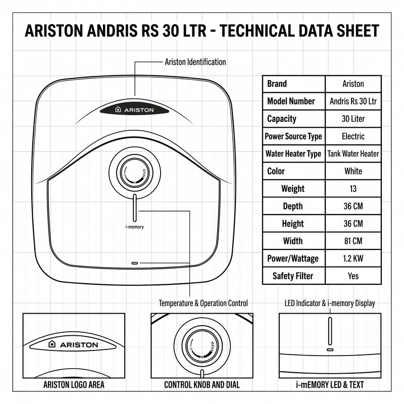 Load image into Gallery viewer, Ariston ANDRIS R 30 L Undersink Unvented Electric Storage Water Heater
