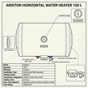 Ariston BLU R 150 Horizontal water heater