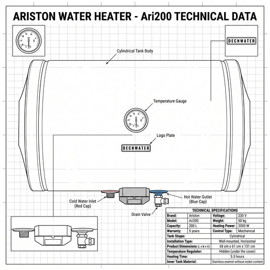 Ariston BLU R 200 Horizontal Water Heater