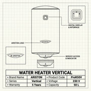 Ariston Water Heater Vertical Pro r 50v, 50 L