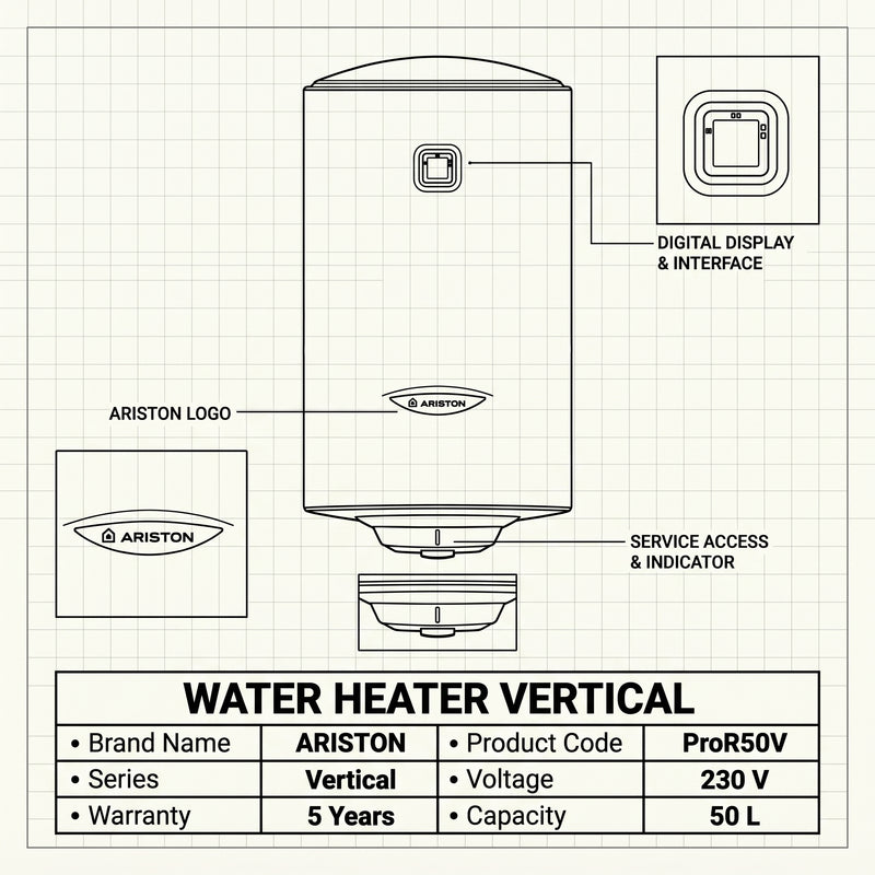 Load image into Gallery viewer, Ariston Water Heater Vertical Pro r 50v, 50 L
