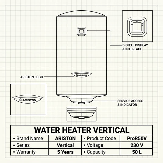 Ariston Water Heater Vertical Pro r 50v, 50 L