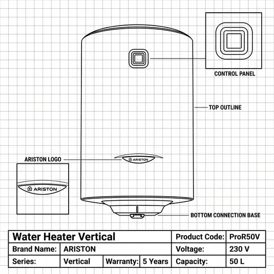 Ariston Water Heater Vertical Pro r 50v, 50 L
