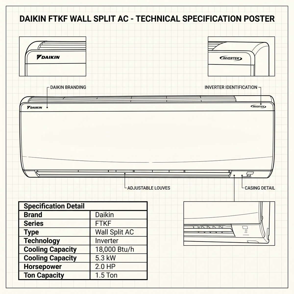 Daikin FTKF18TVMUZK / RKFG18TVMUZK Air Conditioner - Temperature Control for Ultimate Comfort