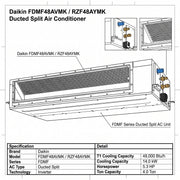 Daikin Ducted Split 4.0 Ton | 14.0 kW | 5.3 HP | 48,000 Btu/h Air Conditioner FDMF48AVMK / RZF48AYMK