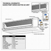 Daikin Ducted Split Air Conditioner 1.5 Ton 5.3 kW 2.0 HP 18,000 Btu/h FDMF18AVMK / RZF18AVMK