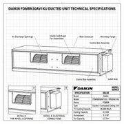 Daikin Ducted Split Air Conditioner 2.5 Ton 8.8 kW 3.3 HP 30,000 Btu/h FDMRN30AV1KU / RR30AV1KU