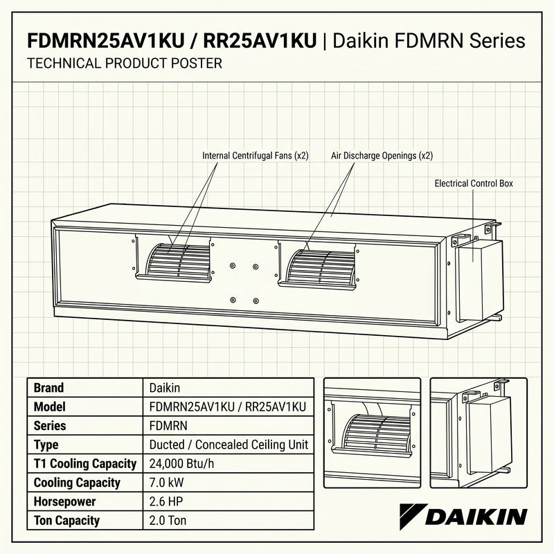 Load image into Gallery viewer, Daikin Ducted Split Air Conditioner 2.0 Ton 7.0 kW 2.6 HP 24,000 Btu/h FDMRN25AV1KU / RR25AV1KU
