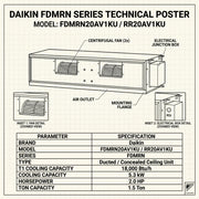 Daikin Ducted Split Air Conditioner 1.5 Ton | 5.3 kW | 2.0 HP | 18,000 Btu/h FDMRN20AV1KU / RR20AV1KU