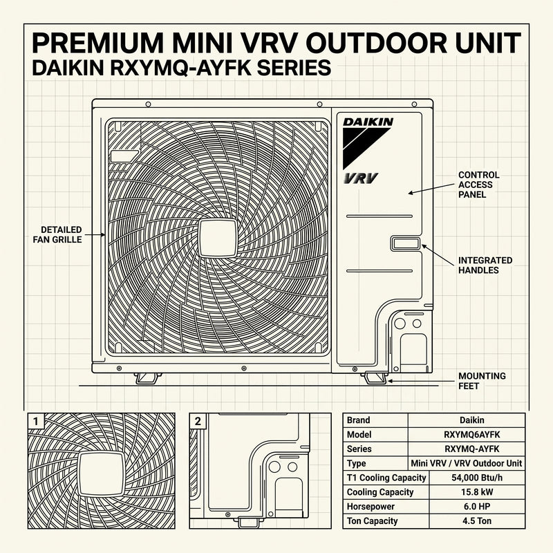 Load image into Gallery viewer, Daikin VRV Outdoor Unit 4.5 Ton 15.8 kW 6.0 HP 54,000 Btu/h RXYMQ6AYFK
