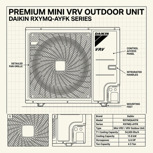 Daikin VRV Outdoor Unit 4.5 Ton 15.8 kW 6.0 HP 54,000 Btu/h RXYMQ6AYFK