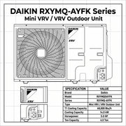 Daikin VRV Outdoor Unit 4.0 Ton 14.0 kW 5.0 HP 48,000 Btu/h RXYMQ5AYFK