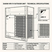 Daikin VRV Outdoor Unit 6.3 Ton 22.4 kW 8.0 HP 76,400 Btu/h RXYTQ8U5YF