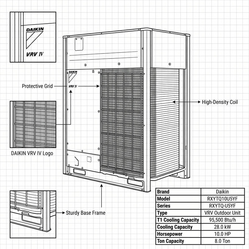 Load image into Gallery viewer, Daikin VRV Outdoor Unit 8.0 Ton 28.0 kW 10.0 HP 95,500 Btu/h RXYTQ10U5YF
