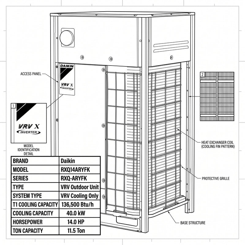 Load image into Gallery viewer, Daikin VRV Outdoor Unit 11.5 Ton 40.0 kW 14.0 HP 136,500 Btu/h RXQ14ARYFK
