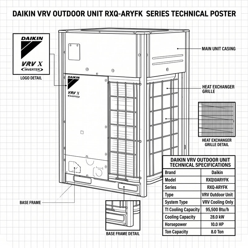 Load image into Gallery viewer, Daikin VRV Outdoor Unit 8.0 Ton 28.0 kW 10.0 HP 95,500 Btu/h RXQ10ARYFK
