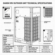 Daikin VRV Outdoor Unit 6.3 Ton 22.4 kW 8.0 HP 76,400 Btu/h RXQ8ARYFK