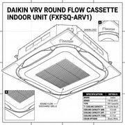 Daikin Cassette Splits for VRV Systems 4.5 Ton 15.8 kW 6.0 HP 54,000 Btu/h FXFSQ140ARV1 White
