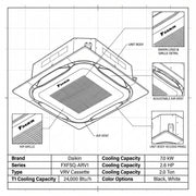 Daikin Cassette Splits for VRV Systems 2.0 Ton | 7.0 kW | 2.6 HP | 24,000 Btu/h FXFSQ63ARV1 White