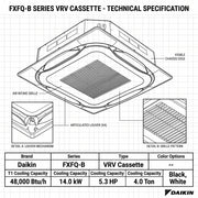 Daikin Cassette Splits for VRV Systems 4.0 Ton 14.0 kW 5.3 HP 48,000 Btu/h FXFQ125B White