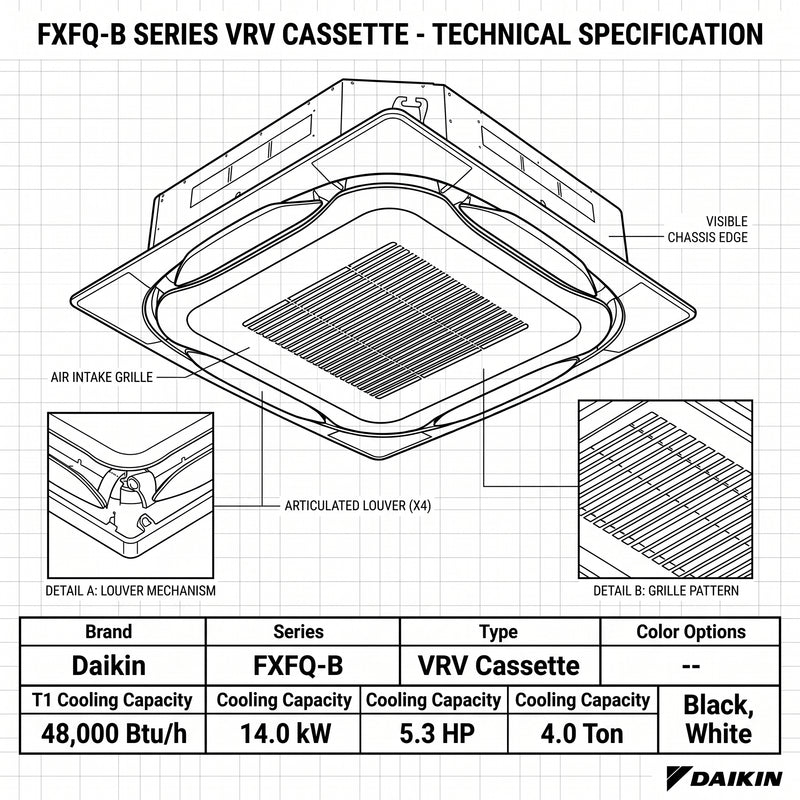 Load image into Gallery viewer, Daikin Cassette Splits for VRV Systems 4.0 Ton 14.0 kW 5.3 HP 48,000 Btu/h FXFQ125B White
