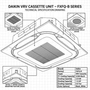 Daikin Cassette Splits for VRV Systems 0.8 Ton 2.8 kW 1.0 HP 9,500 Btu/h FXFQ25B Black