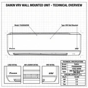 Daikin Wall Splits for VRV Systems 1.5 Ton 5.3 kW 2.0 HP 18,000 Btu/h FXAQ50ARVM