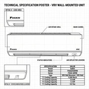 Daikin Wall Splits for VRV Systems 0.8 Ton 2.8 kW 1.0 HP 9,500 Btu/h FXAQ25ARVM