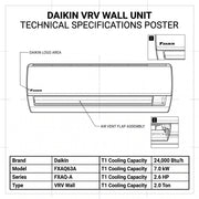Daikin Wall Splits for VRV Systems 2.0 Ton 7.0 kW 2.6 HP 24,000 Btu/h FXAQ63A