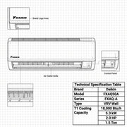 Daikin Wall Splits for VRV Systems 1.5 Ton 5.3 kW 2.0 HP 18,000 Btu/h FXAQ50A