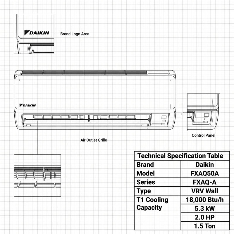 Load image into Gallery viewer, Daikin Wall Splits for VRV Systems 1.5 Ton 5.3 kW 2.0 HP 18,000 Btu/h FXAQ50A
