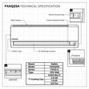 Daikin Wall Splits for VRV Systems 0.8 Ton 2.8 kW 1.0 HP 9,500 Btu/h FXAQ25A