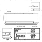 Daikin Wall Splits for VRV Systems 0.6 Ton 2.2 kW 0.8 HP 7,500 Btu/h FXAQ20A