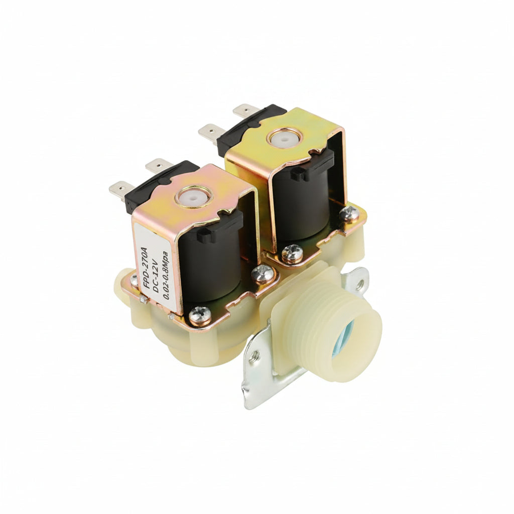 DN20 G3/4 DC 12V Dual Head Water Inlet Solenoid Valve for Washing Machine Normally Closed