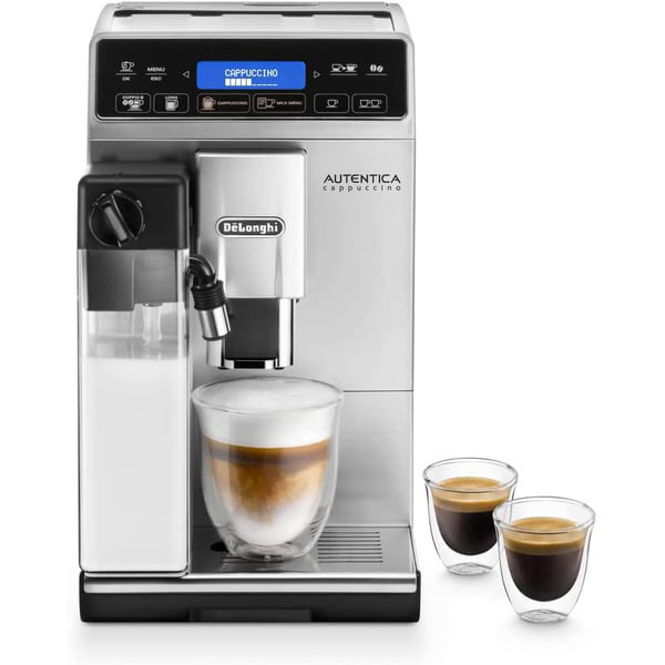 De’Longhi Autentica Cappuccino, Fully Automatic Bean to Cup Coffee Machine, Espresso Maker, ETAM29.660.SB, Silver and Black