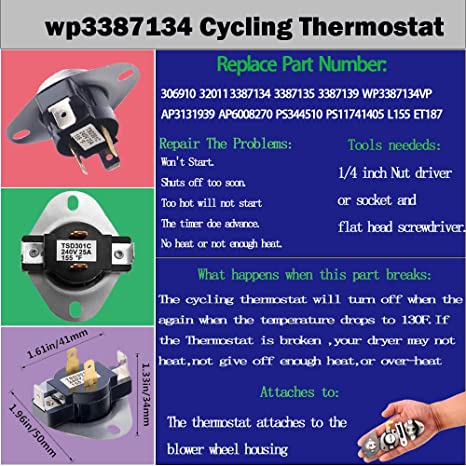 Load image into Gallery viewer, Dryer Thermostat 3977393 &amp; 3392519 Thermal Fuse 3977767 high-limit thermostat Compatible whirlpool
