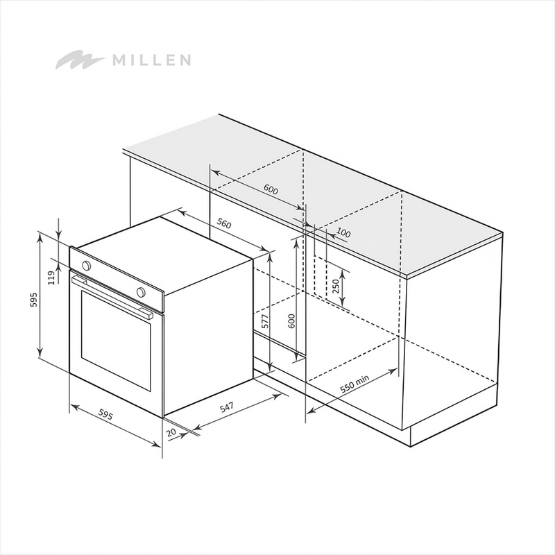 Load image into Gallery viewer, Millen 60cm Built-in Electric Oven MEO 6005 BL 10 Cooking Modes 3260W, 3 Year Warranty
