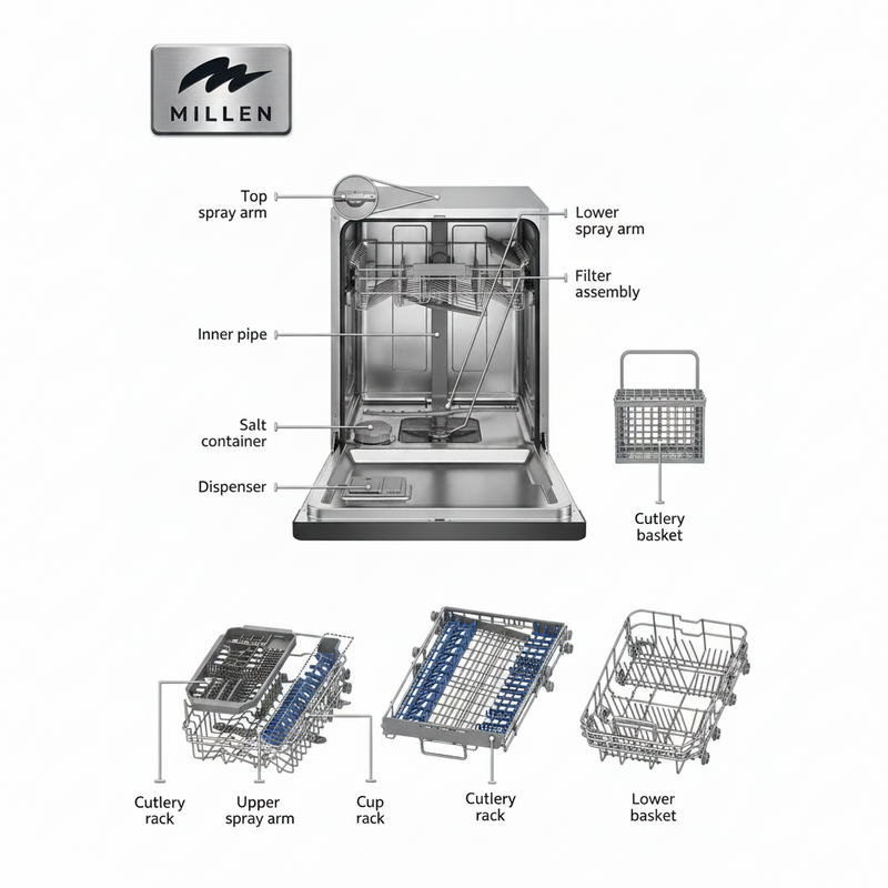 Load image into Gallery viewer, MILLEN MDW 45732 Built-In Dishwasher – Efficient, Quiet, and Space-Saving
