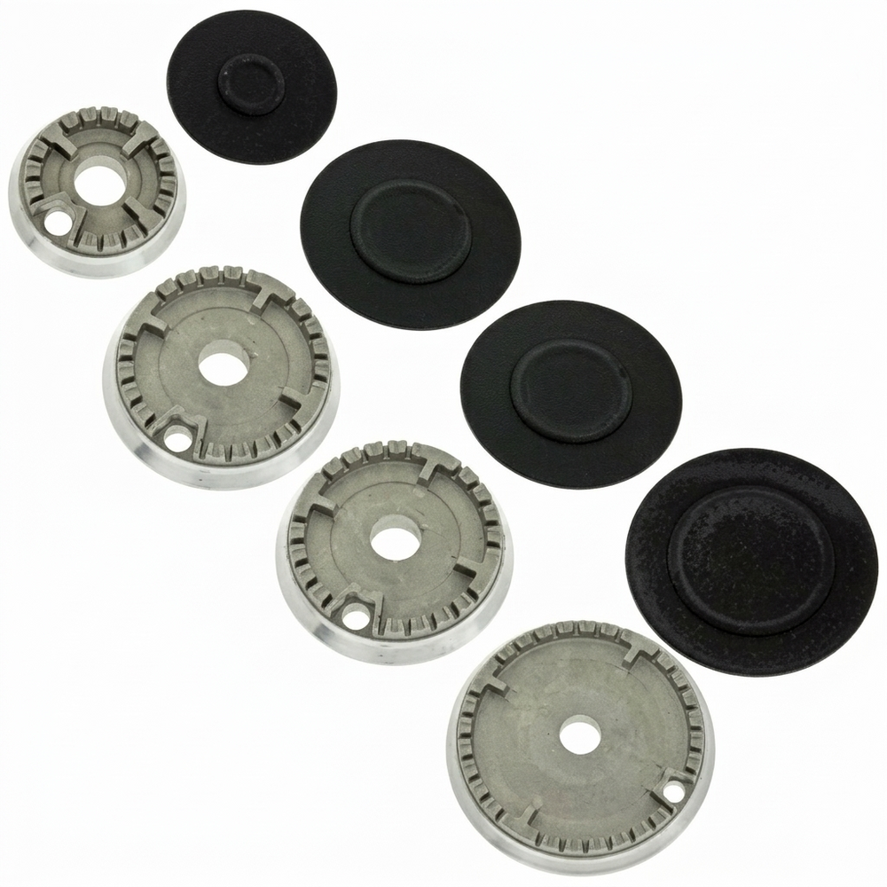 SPARES2GO (Non Universal) Gas Cooker Burner Crown and Flame Cap Kit for Ariston Hob Oven Cookers (Small, 2 Medium, Large)