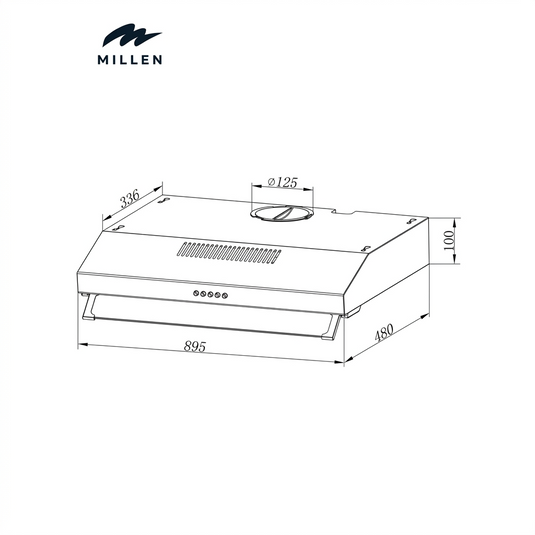 Millen MKH 903 BL Under Cabinet 90cm Black Range Hood, 3 Year Warranty