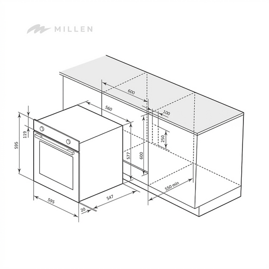 Millen 60cm Built-in Electric Oven MEO 6004 IX Stainless Steel 3260W, 3 Year Warranty