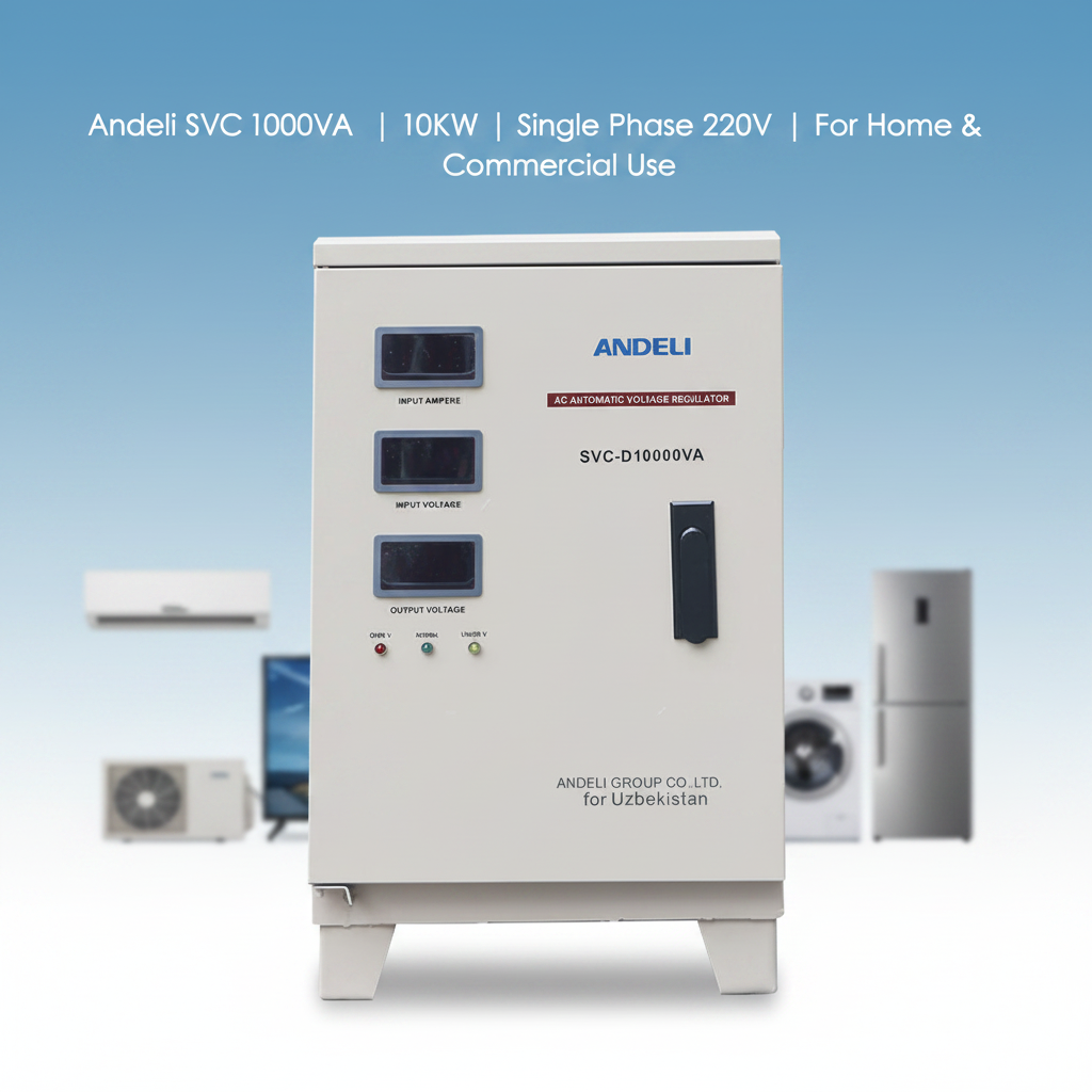Andeli Fully Automatic Voltage Stabilizer SVC 10000 VA 10 KVA Single (1) Phase 220V For Home Use