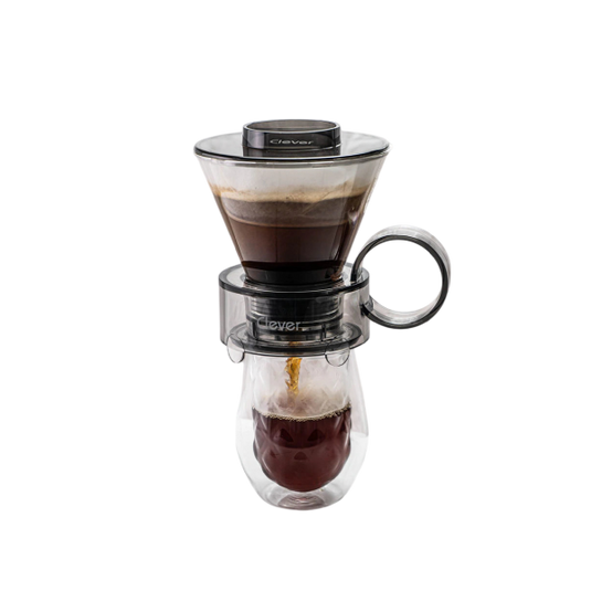 Clever NEW Coffee Dripper Official, Glass Style Coffee Maker Hassle-Free Ways Make Manual Pour Over Coffee & Cold Brew, 18 Fl Oz.