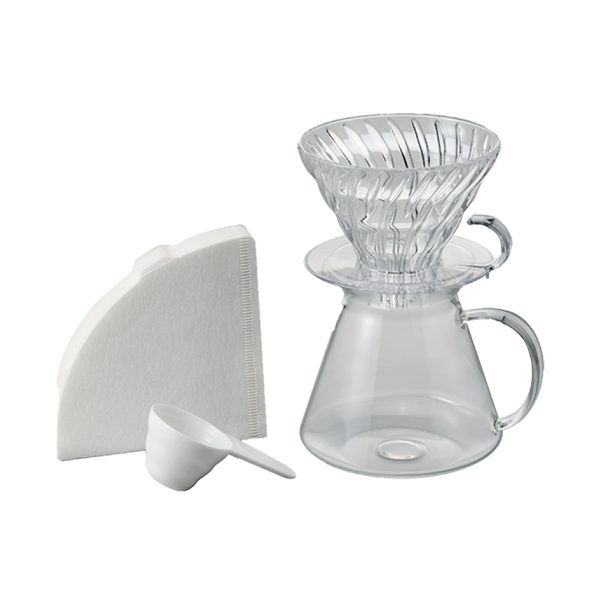 Load image into Gallery viewer, Hario V60 Glass Coffee Brewing Kit S-VGBK-02-T 600ml: Complete Pour Over Set
