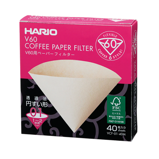 Hario V60 Coffee Paper Filters VCF-01-40W: Sleek Japanese Design