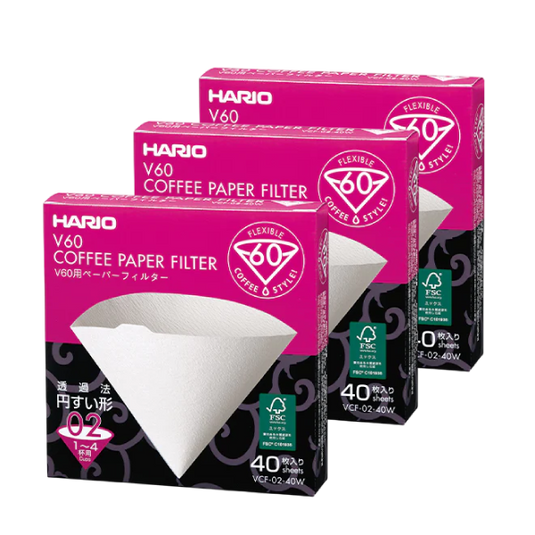 Hario V60 Coffee Paper Filter VCF-02-40W: Oxygen-bleached paper