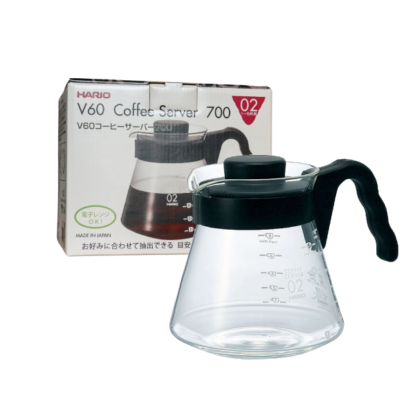 Load image into Gallery viewer, Hario V60 Coffee Server VCS-02B 700ml: With Heatproof glass Lid, Handle
