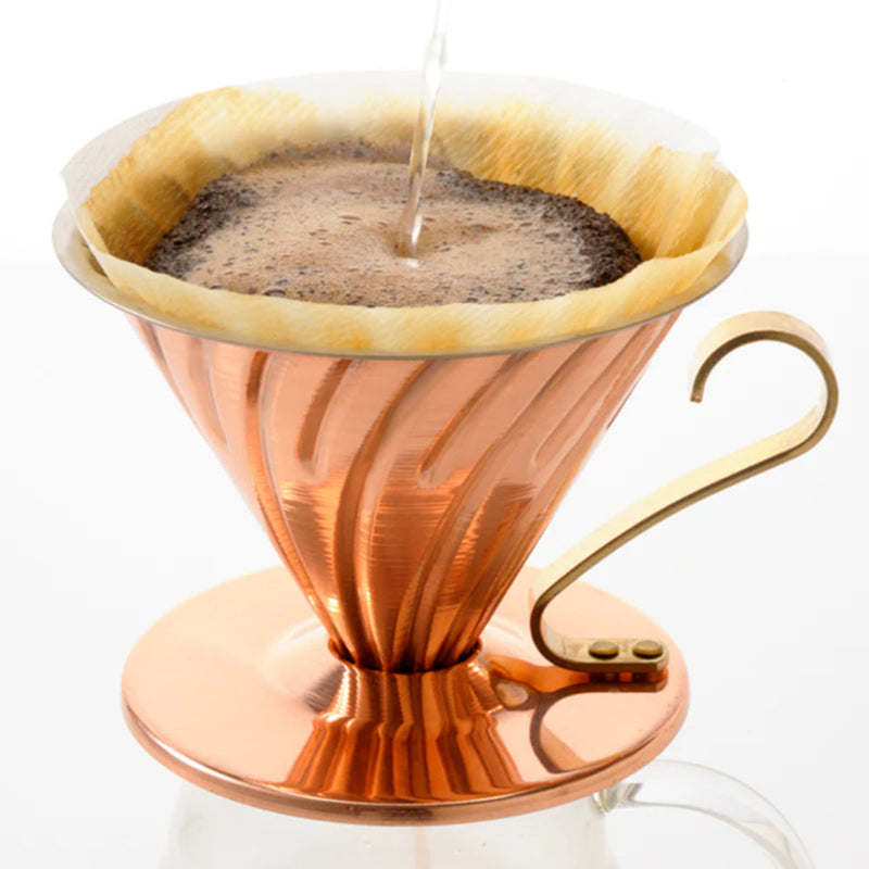 Load image into Gallery viewer, Hario V60-02 Copper Dripper With Nickel Plating Inside
