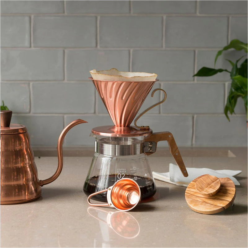 Load image into Gallery viewer, Hario V60-02 Copper Dripper With Nickel Plating Inside
