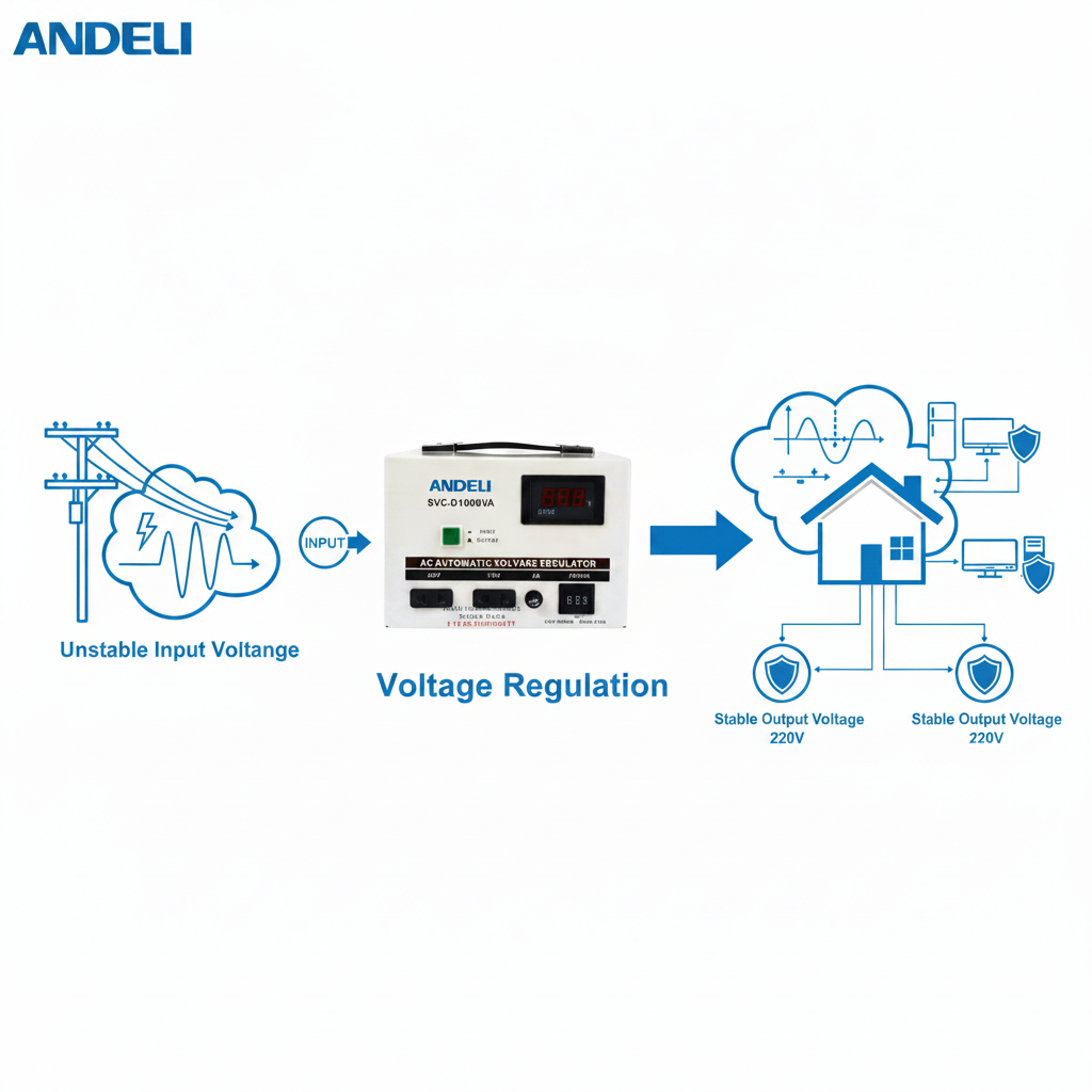Andeli AC Voltage Stabilizer SVC 1000 VA 1 KVA Single (1) Phase 220V